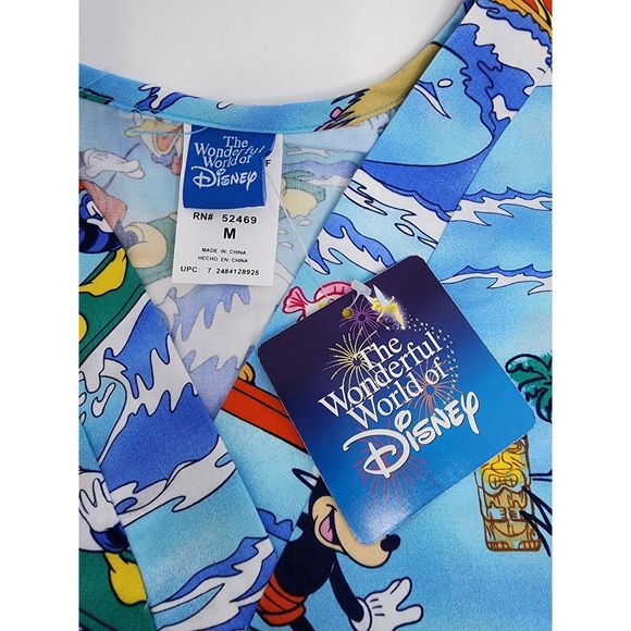 Disney NWT Mickey Mouse Hawaii Surf Scrubs Size M - Picture 4 of 4